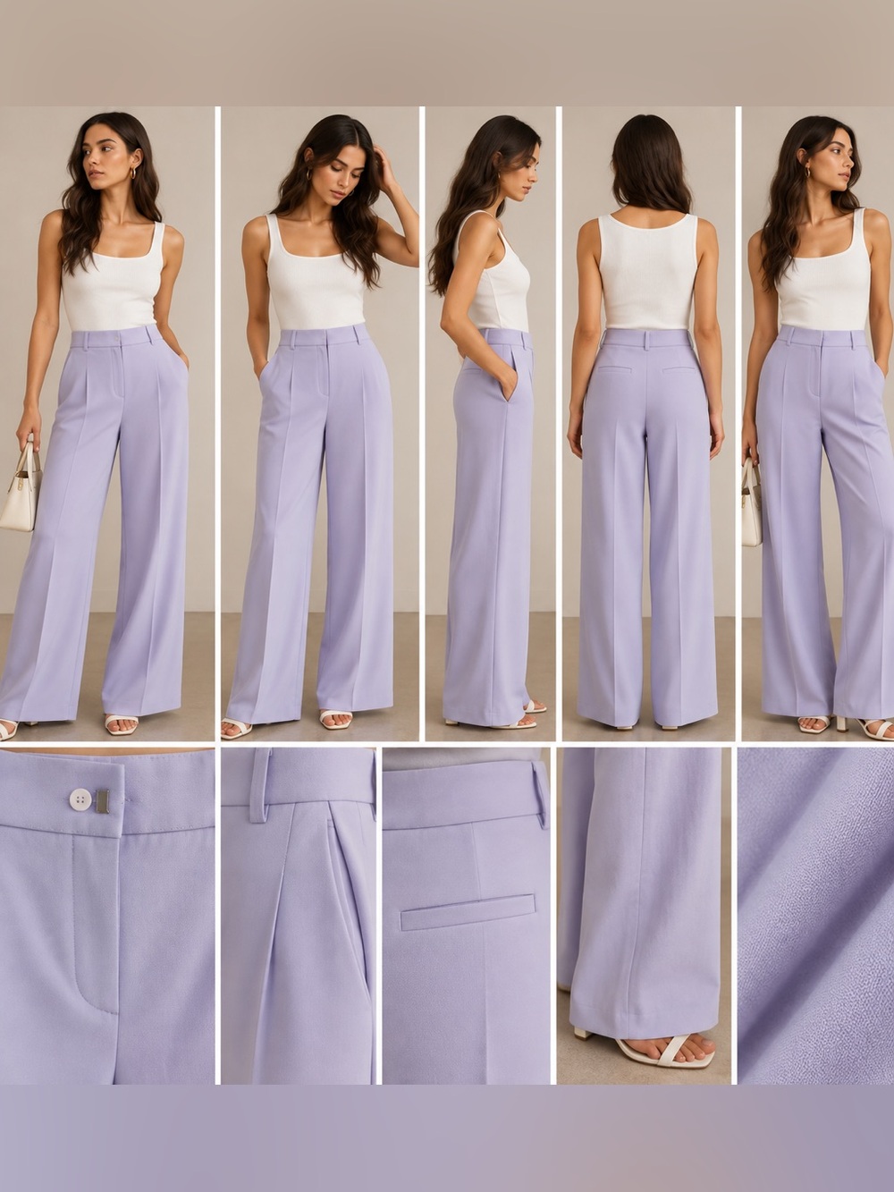 Wide Leg Pants in Purple Like New